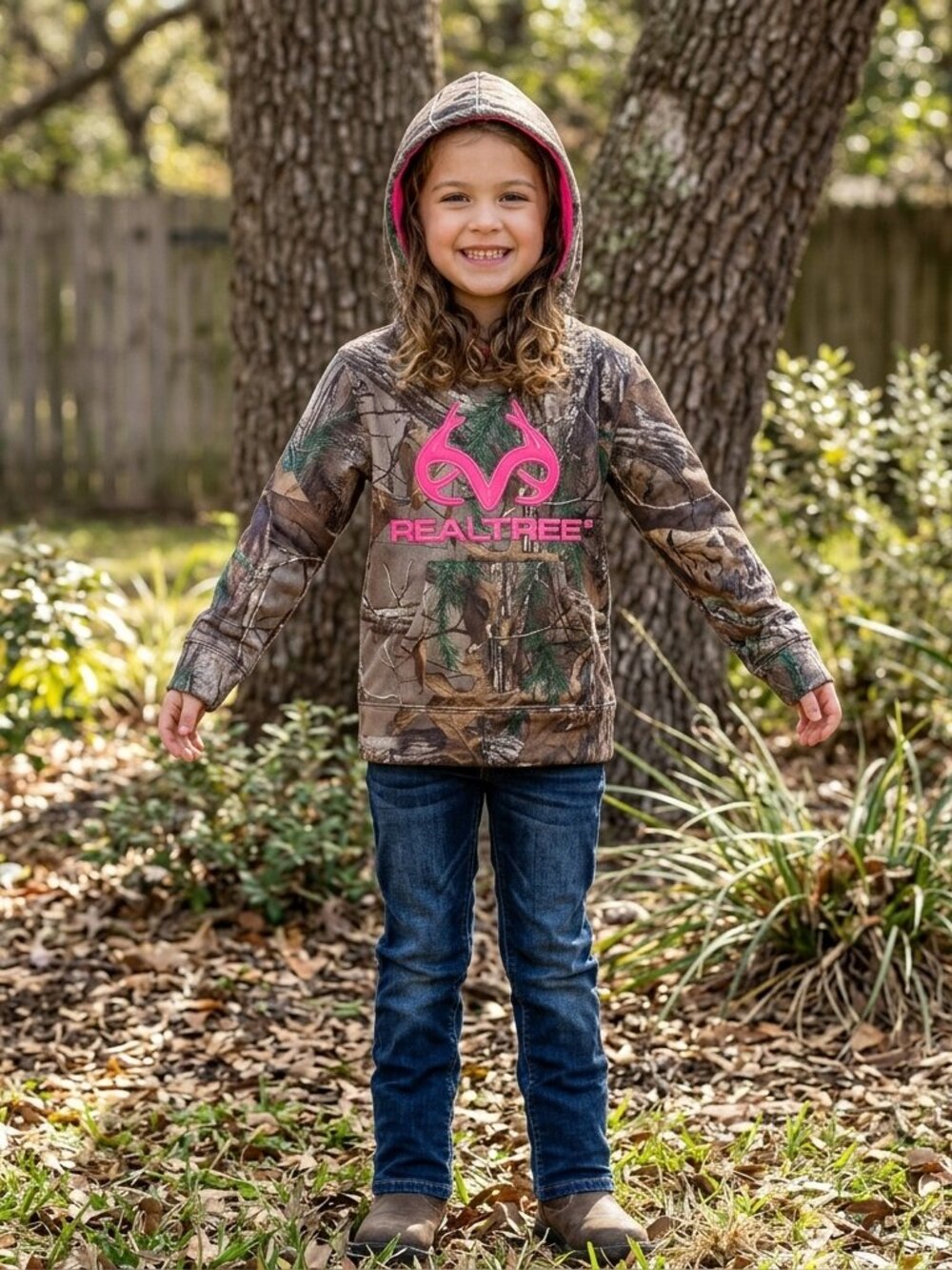Realtree girls embroidered hoodie pink design Small 6-6X Sweatshirt Camo